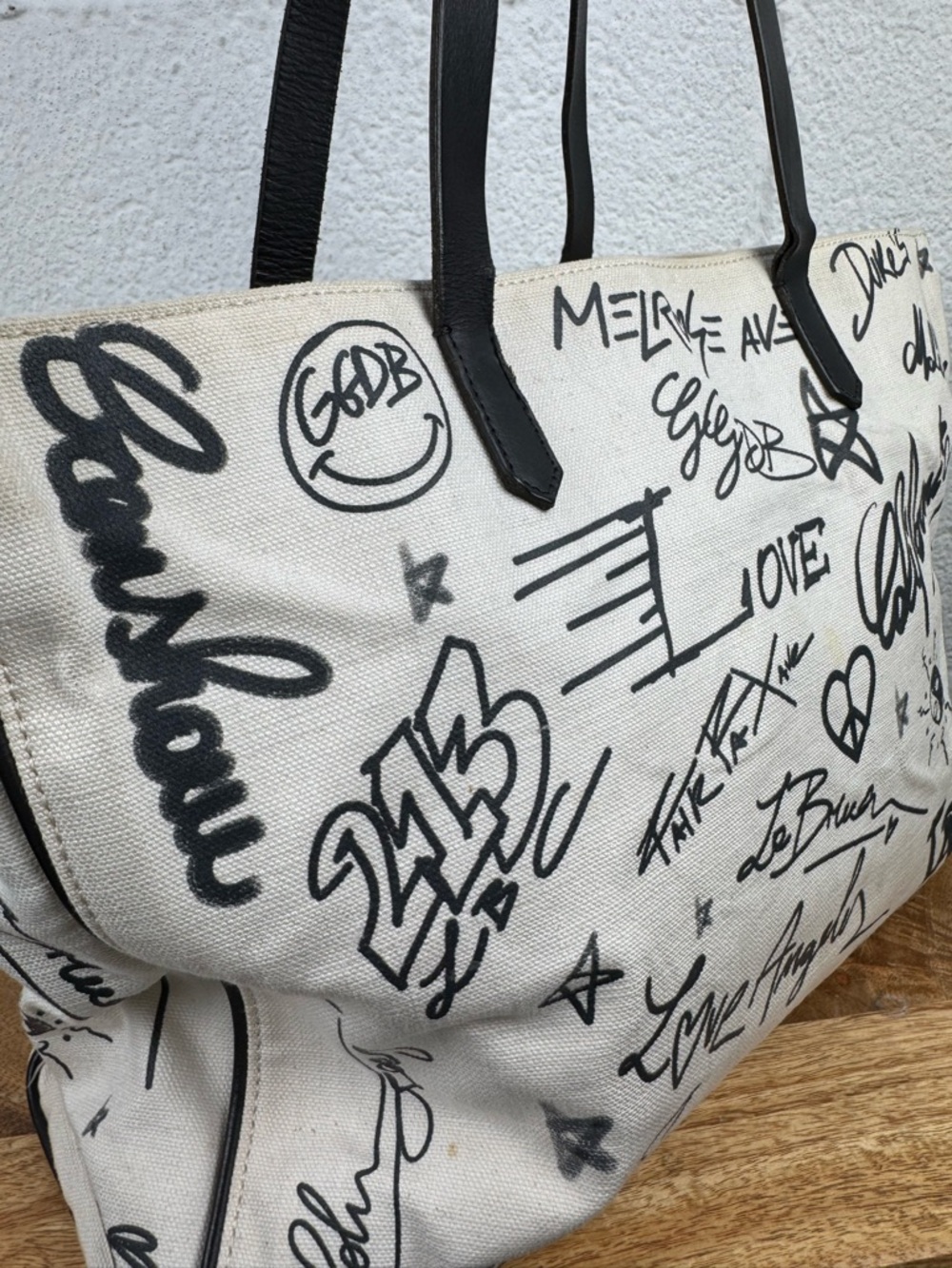 Golden Goose Natural Kuroki Graffiti Canvas Tote Bag Made in Italy - Picture 8 of 16